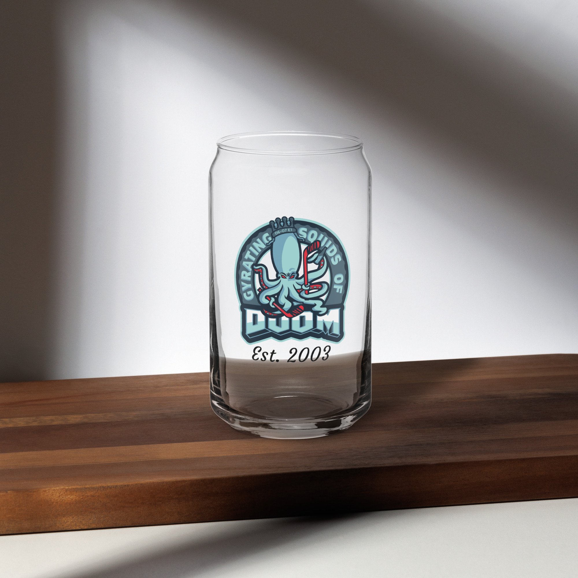 Gyrating Squids of Doom Can Glass – 16 oz – Front Logo View