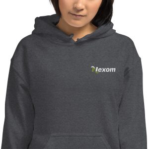 Nexom Unisex Hoodie Front View in Dark Heather