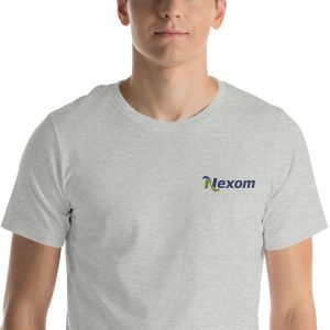 Nexom Unisex Embroidered T-shirt Front View in Heather Grey