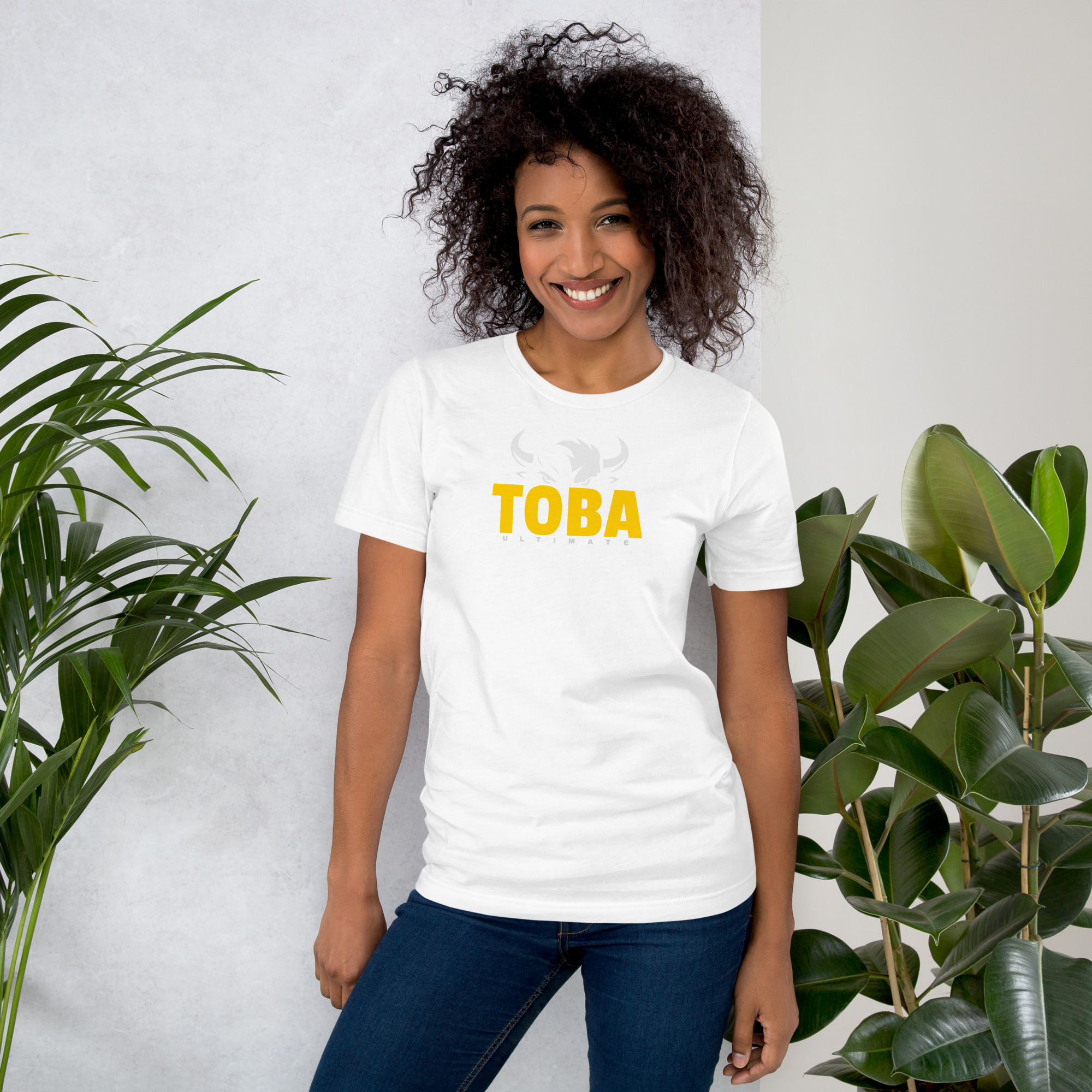 White Toba Ultimate supporter t-shirt with ghosted logo, unisex fit