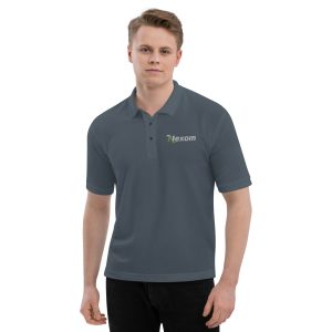 Front view of Port Authority embroidered polo shirt with flat knit collar and relaxed fit in Steel Grey