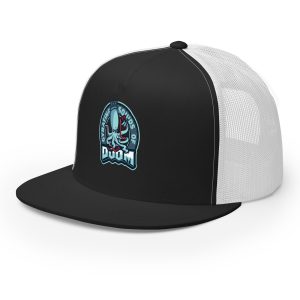 5-panel Squids of DOOM Printed Trucker Hat in Black and White